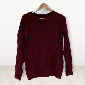 Forever 21 Burgundy Knit Long Sleeve Sweater S
